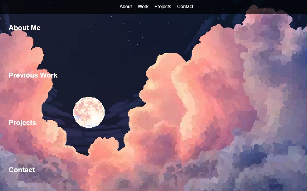 Initial navbar work for the personal website.